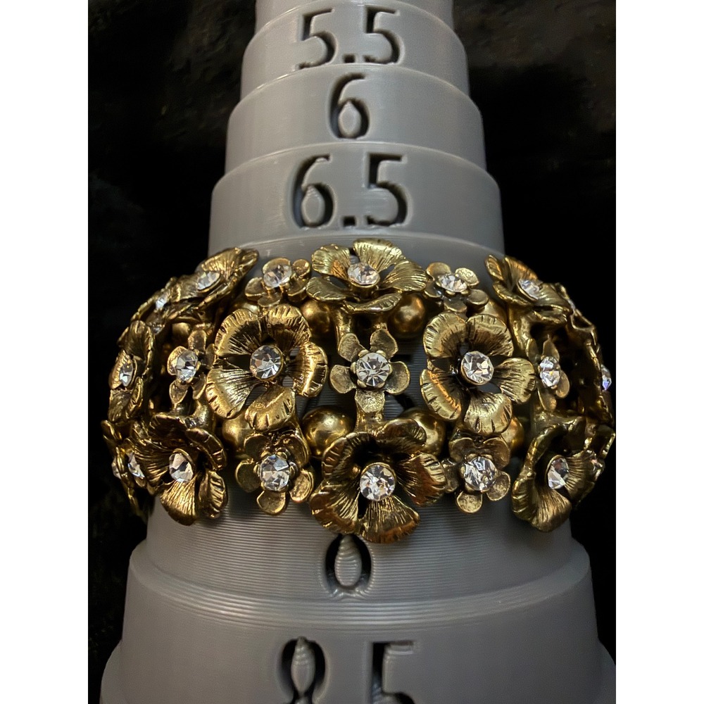 Joan Rivers Gold Tone Floral Rhinestone Stretch Bracelet Classics Collection
